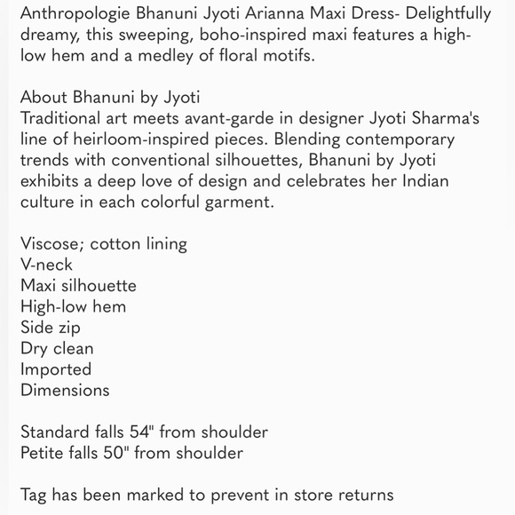 Anthropologie Bhanuni Jyoti Arianna Maxi Dress - Picture 11 of 11